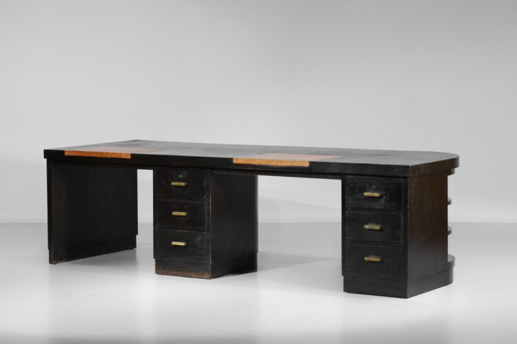 grand bureau des années 40 Pierre Pouradier Duteil en bois noirci moderniste F064