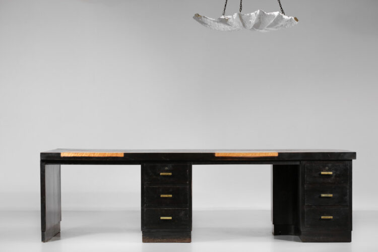 grand bureau des années 40 Pierre Pouradier Duteil en bois noirci moderniste F064 31