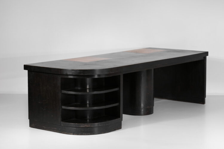 grand bureau des années 40 Pierre Pouradier Duteil en bois noirci moderniste F064