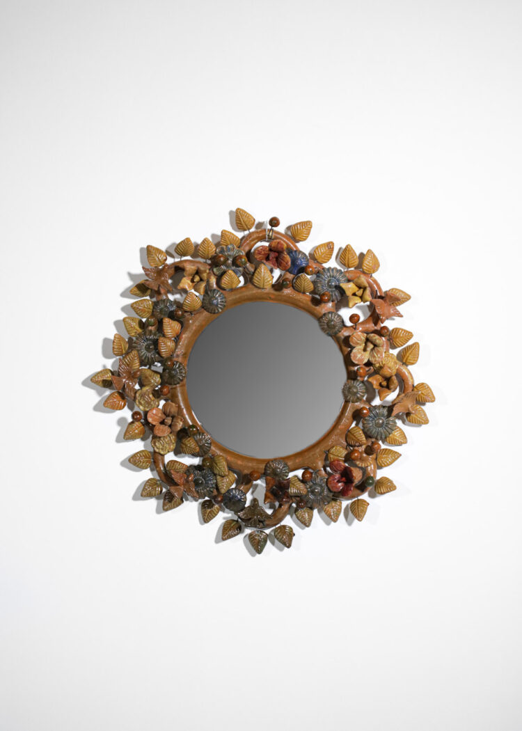 miroir en ceramique rond années 60 style line vautrin E390