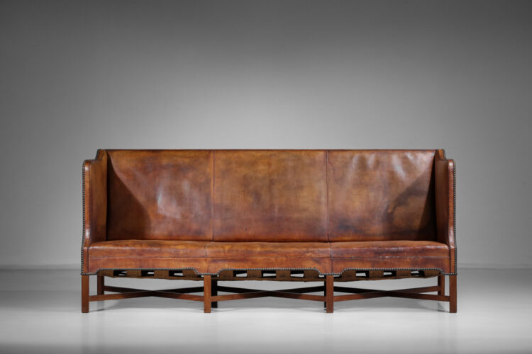 canapé banquette danois kaare klint model 4118 cuir cognac Rud Rasmussen