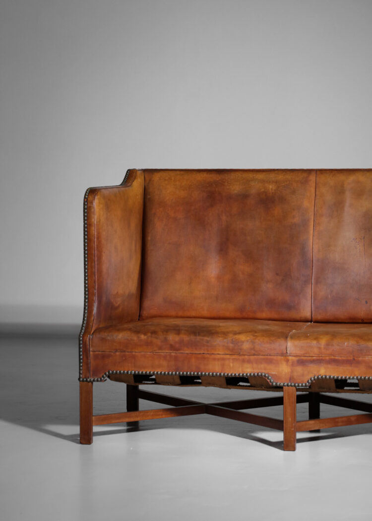 canapé banquette danois kaare klint model 4118 cuir cognac Rud Rasmussen