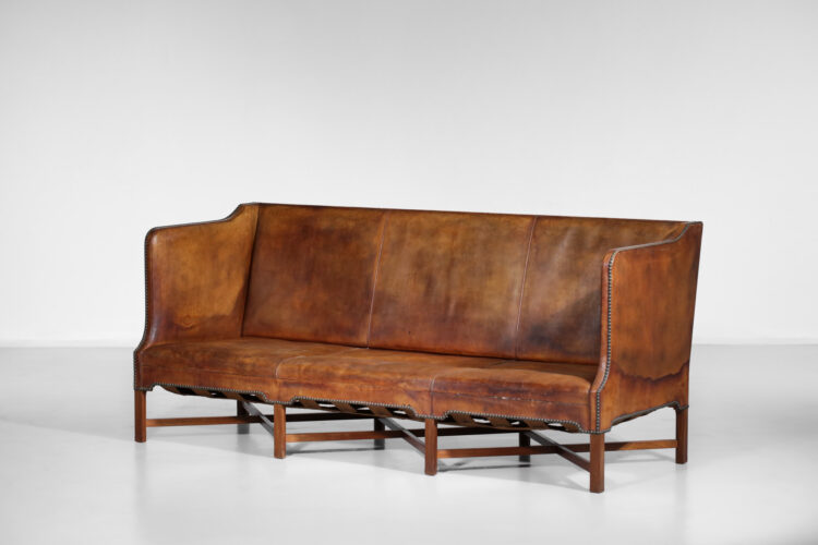 canapé banquette danois kaare klint model 4118 cuir cognac Rud Rasmussen