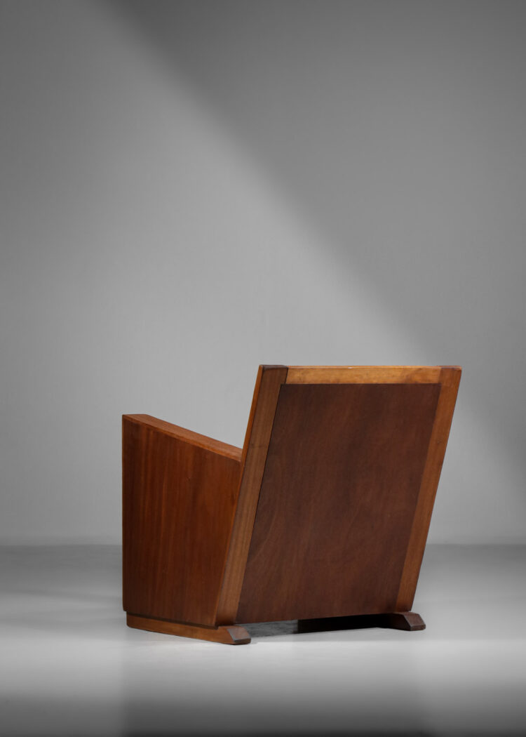 fauteuil art deco francais moderniste tissu a decor geométrique 1930 E121