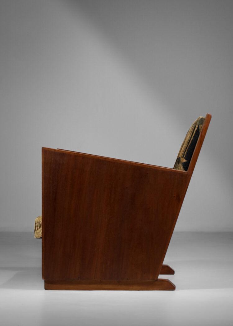 fauteuil art deco francais moderniste tissu a decor geométrique 1930 E121