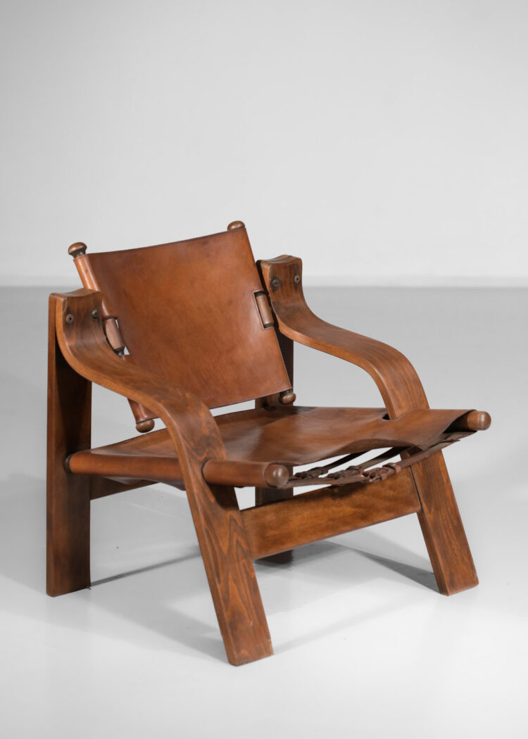 fauteuil en cuir des années 50 contreplaqué courbé D176