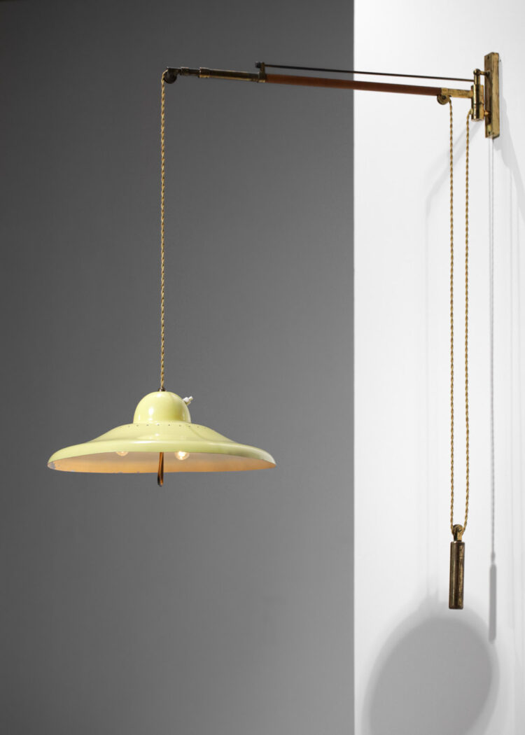 lampe potence italienne d_époque style arredoluce poulie jaune F078