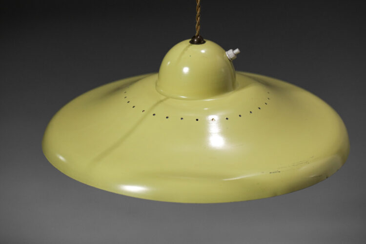lampe potence italienne d_époque style arredoluce poulie jaune F078