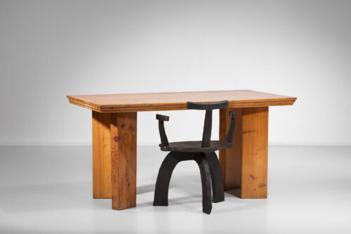 petite table bureau en pin années 80 dans le gout de charlotte perriand