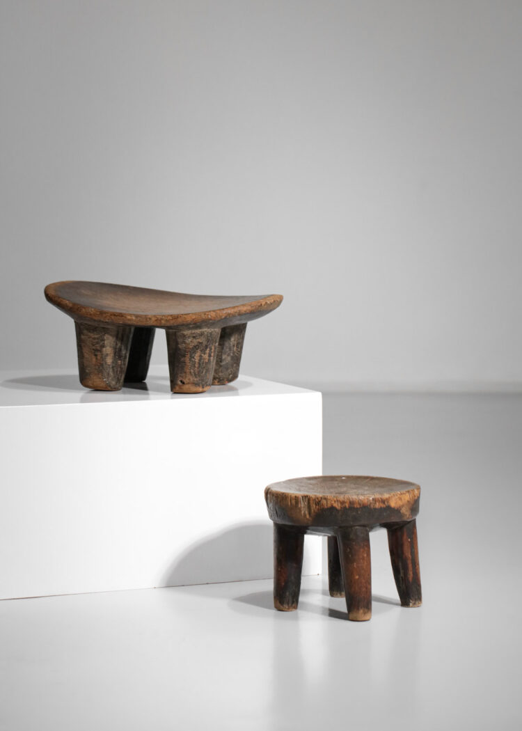 petits tabouret africain senoufo dogon en bois massif années 60