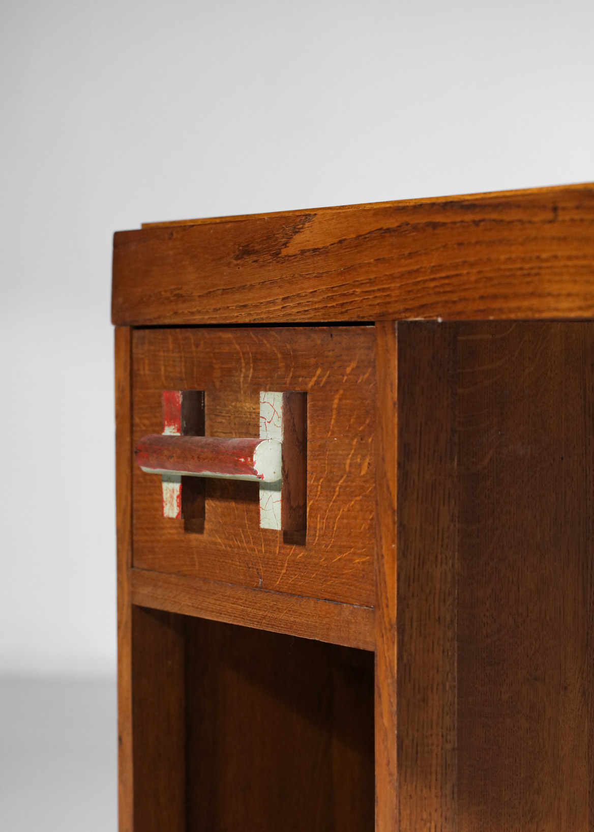 Bureau brutaliste années 50 chêne massif design vintage