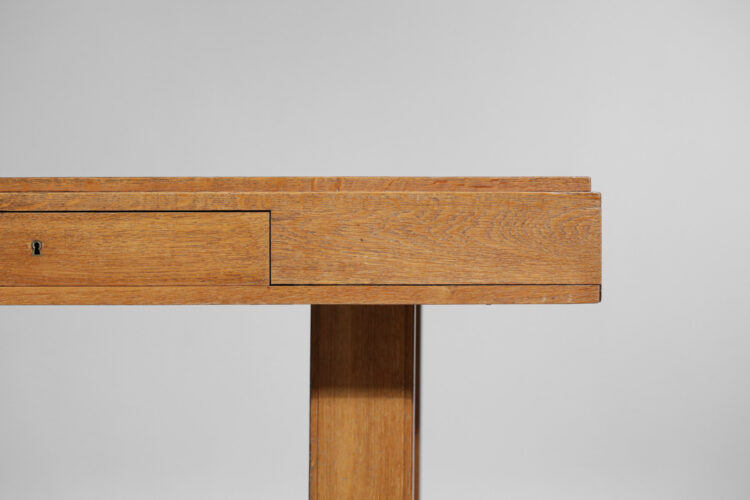Bureau moderniste chêne massif années 60 façon Frank Lloyd Wright