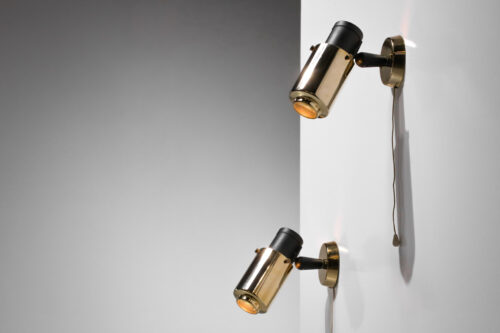 paire d'appliques zodiac jacques biny années 50 laiton