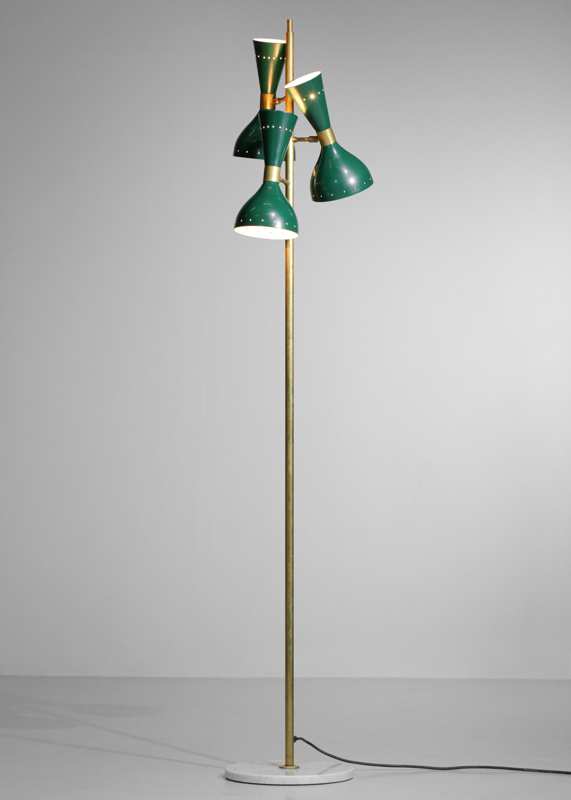 Italian modern floor lamp with 3 green stilnovo vintage design spots “Gira” – ML135