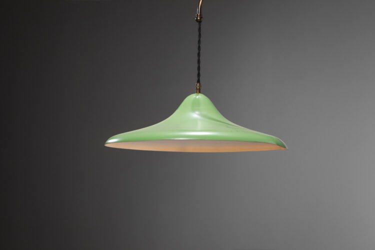 Lampe potence italienne style Aredeluce vert amande métal années 60