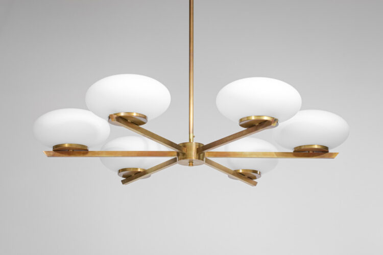 Lustre moderne design 6 opalines ovoïdes "Cora"