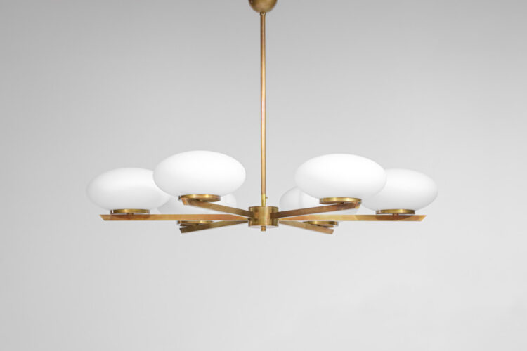 Lustre moderne design 6 opalines ovoïdes "Cora"