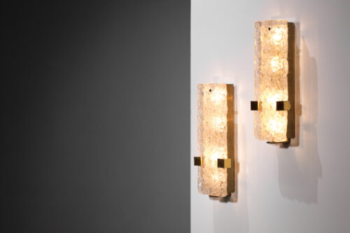 Paire d'appliques Uginox dalles de verre années 60