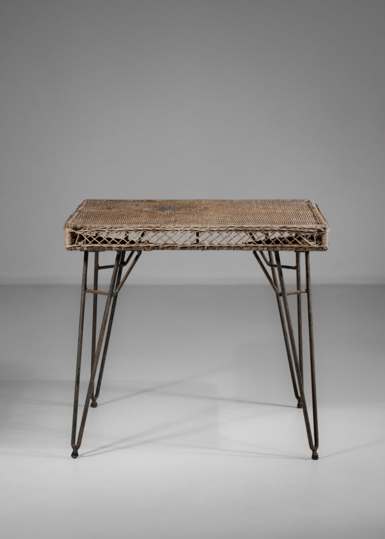 Table rotin tréssé style Matego design vintage