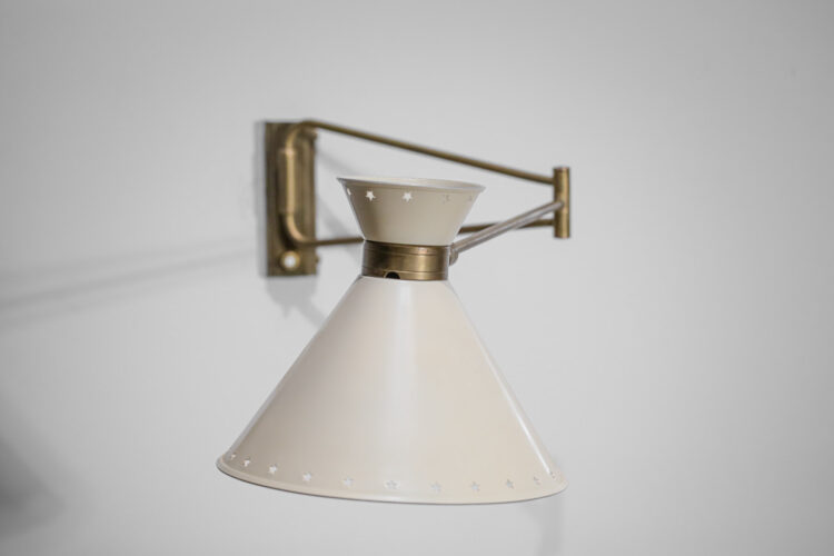 lampe potence Lunel années 50 vintage étoiles laiton