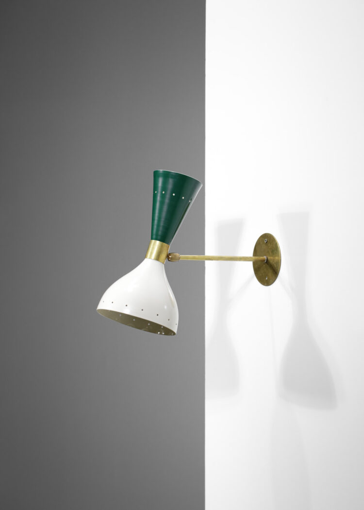 paire d'appliques italiennes modernes vertes et beiges design vintage "Sablier"