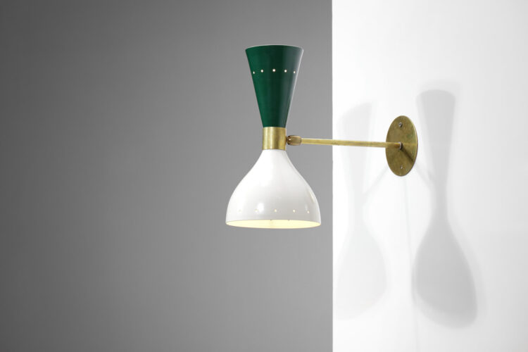 paire d'appliques italiennes modernes vertes et beiges design vintage "Sablier"