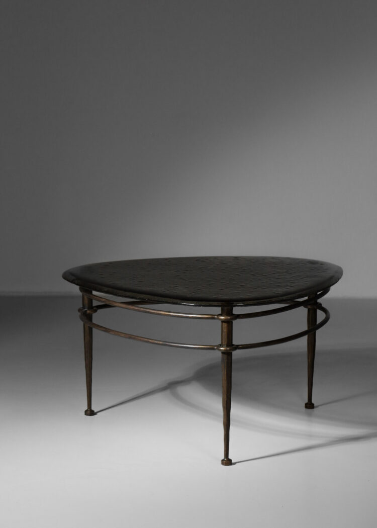 Table basse Lothar Klute verre et bronze design Allemand