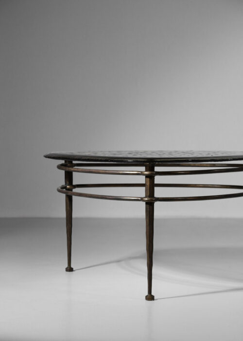 Table basse Lothar Klute verre et bronze design Allemand