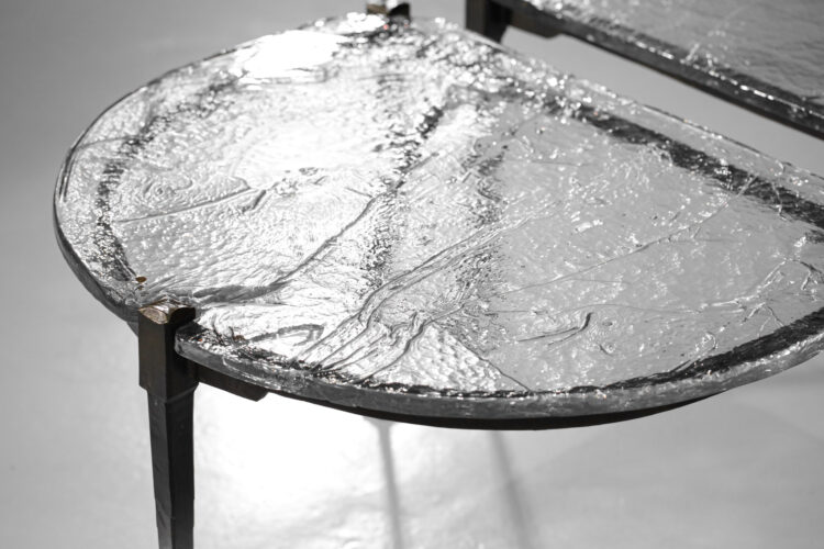 paire de bout de canapé table basse en bronze Lothar klute