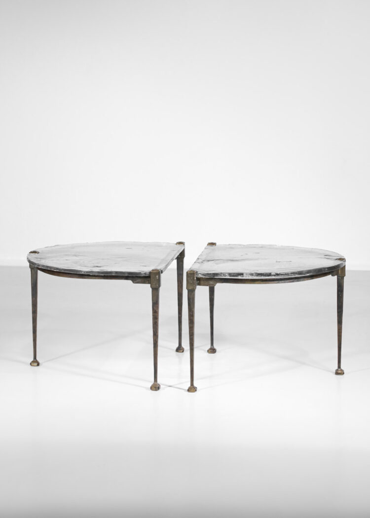paire de bout de canapé table basse en bronze Lothar klute