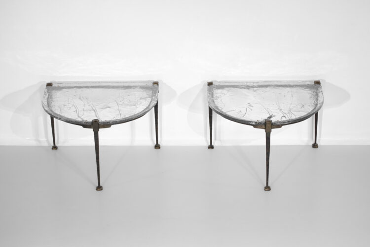 paire de bout de canapé table basse en bronze Lothar klute