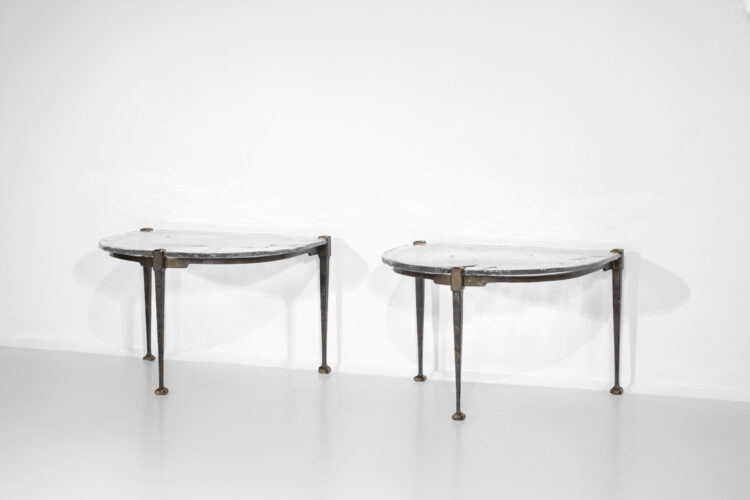 paire de bout de canapé table basse en bronze Lothar klute