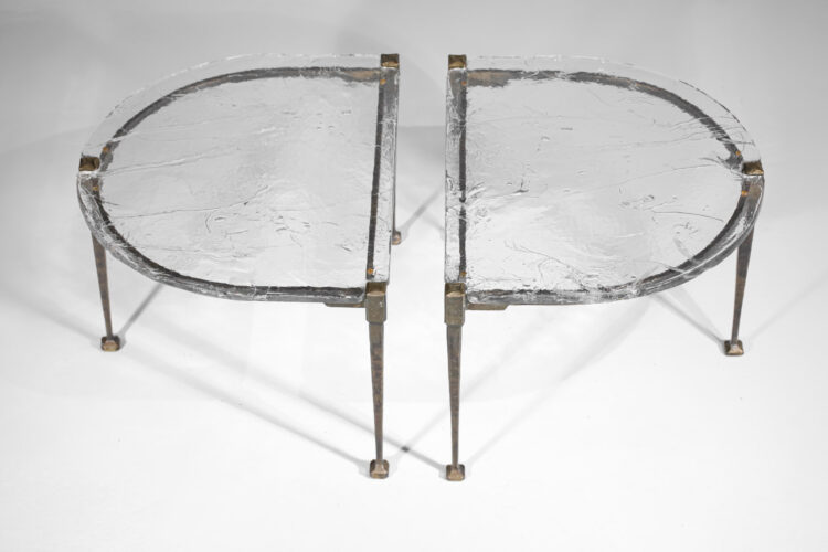 paire de bout de canapé table basse en bronze Lothar klute