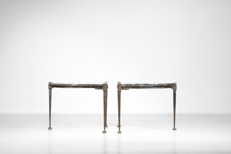 paire de bout de canapé table basse en bronze Lothar klute