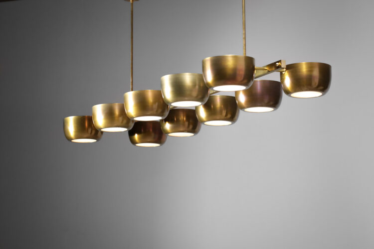 lustre en laiton massif echelle 10 coupelles