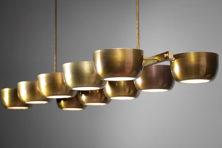 lustre en laiton massif echelle 10 coupelles