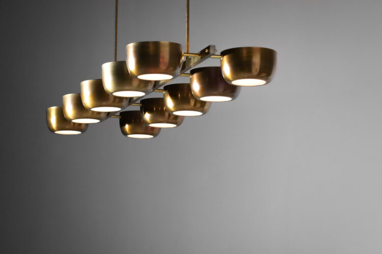 lustre en laiton massif echelle 10 coupelles