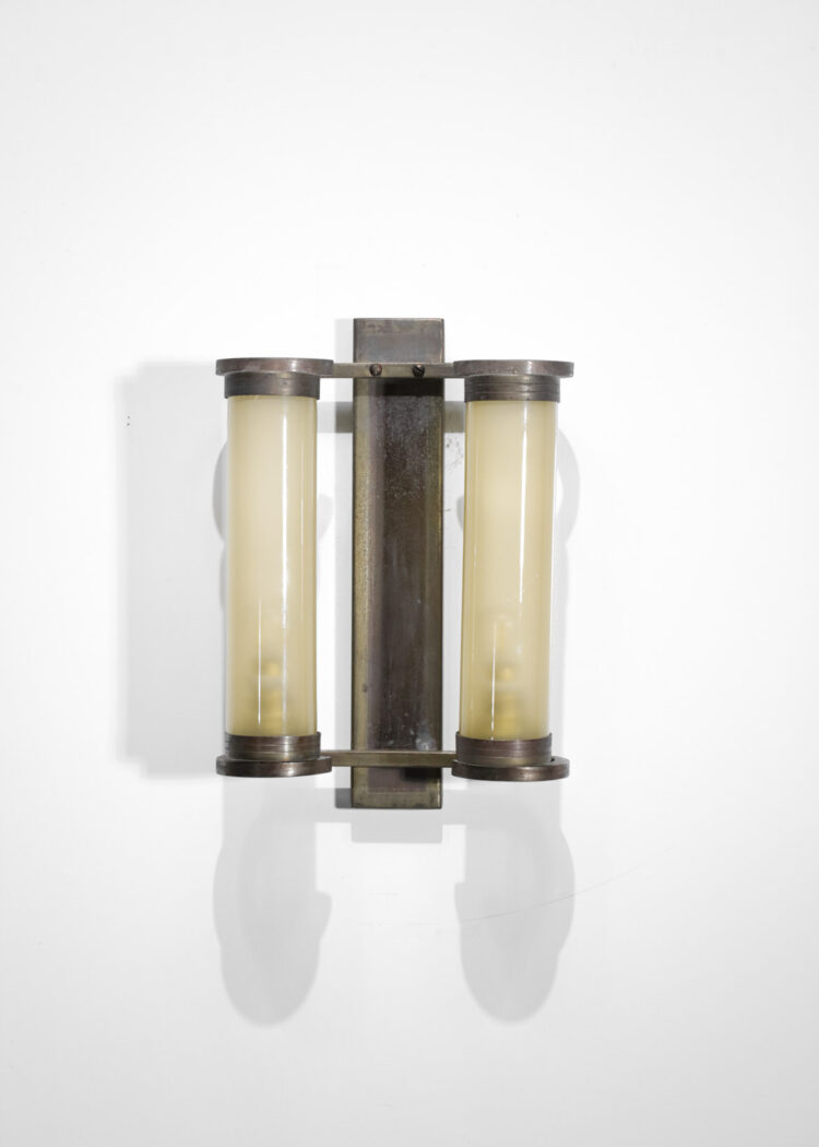 paire d'appliques art déco moderniste années 40 verre et laiton
