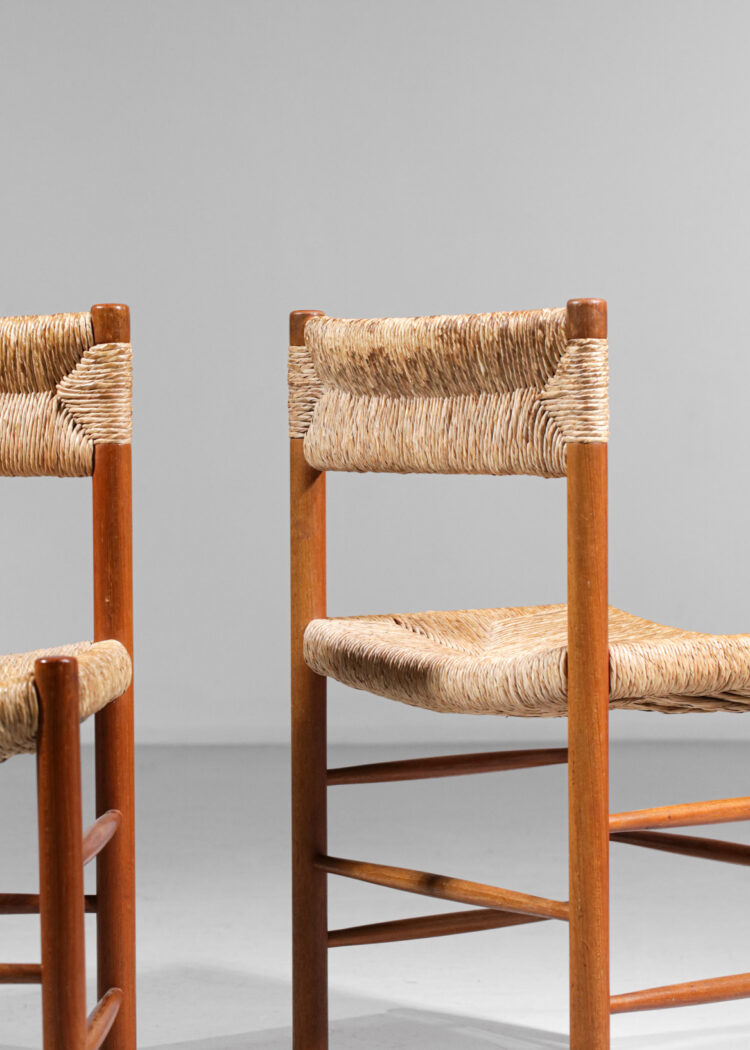 6 chaises dordogne paillées sentou design par charlotte perriand - F535