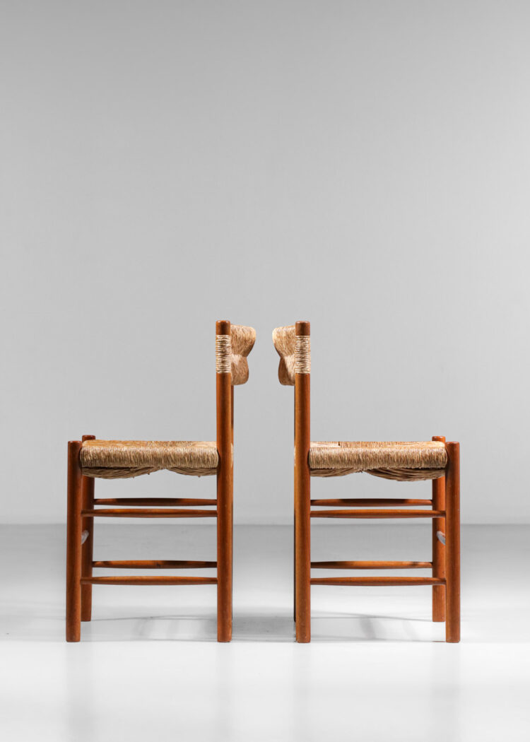 6 chaises dordogne paillées sentou design par charlotte perriand - F535