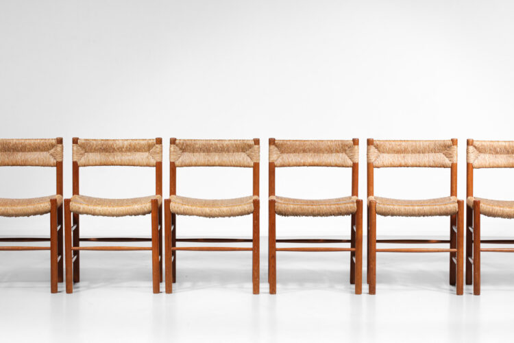 6 chaises dordogne paillées sentou design par charlotte perriand - F535