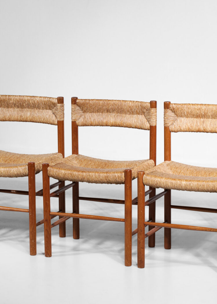 6 chaises dordogne paillées sentou design par charlotte perriand - F535