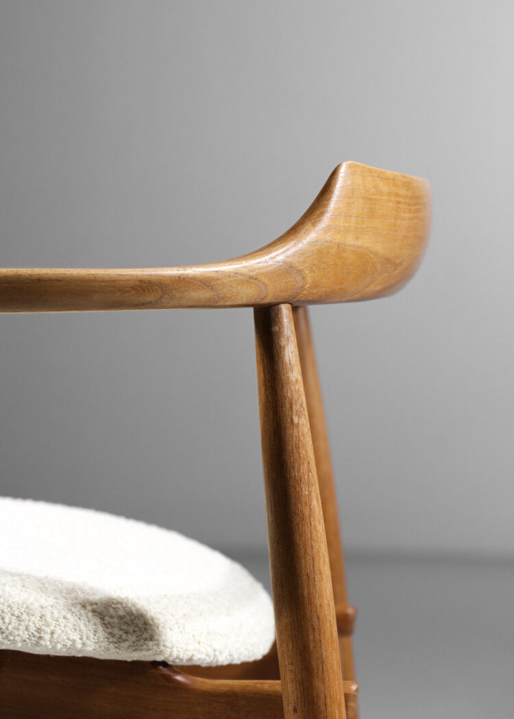 chaise fauteuil scandinave en chêne massif style hans wegner avec accoudoir - D293