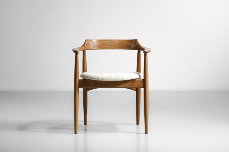 chaise fauteuil scandinave en chêne massif style hans wegner avec accoudoir - D293