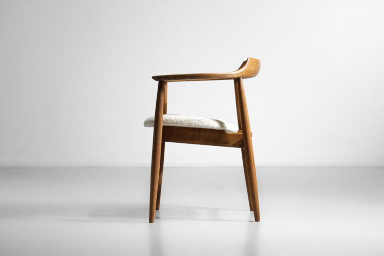 chaise fauteuil scandinave en chêne massif style hans wegner avec accoudoir - D293