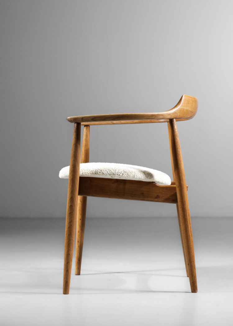 chaise fauteuil scandinave en chêne massif style hans wegner avec accoudoir - D293