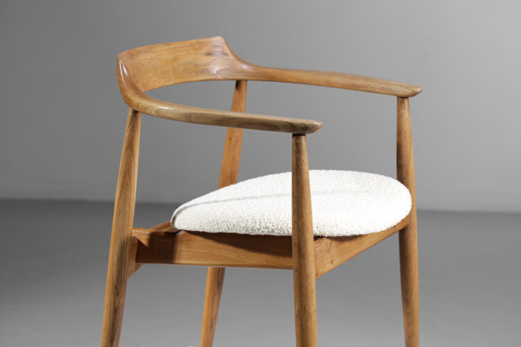 chaise fauteuil scandinave en chêne massif style hans wegner avec accoudoir - D293