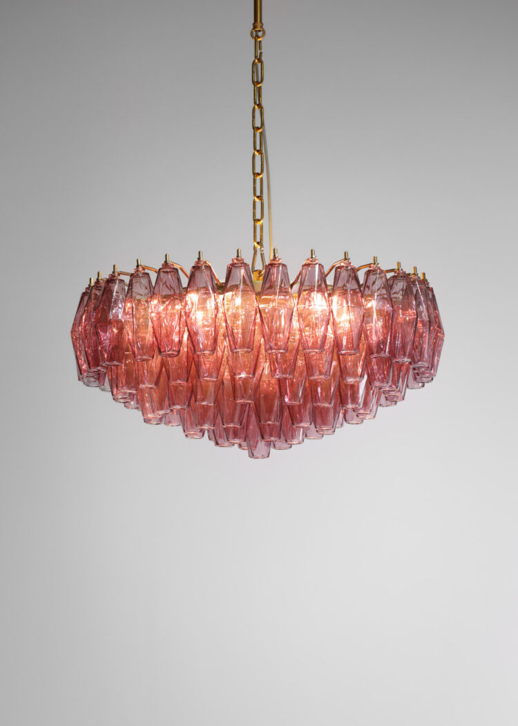 lustre polyèdres moderne 65 cm améthyste murano venini "Romina" - EL140