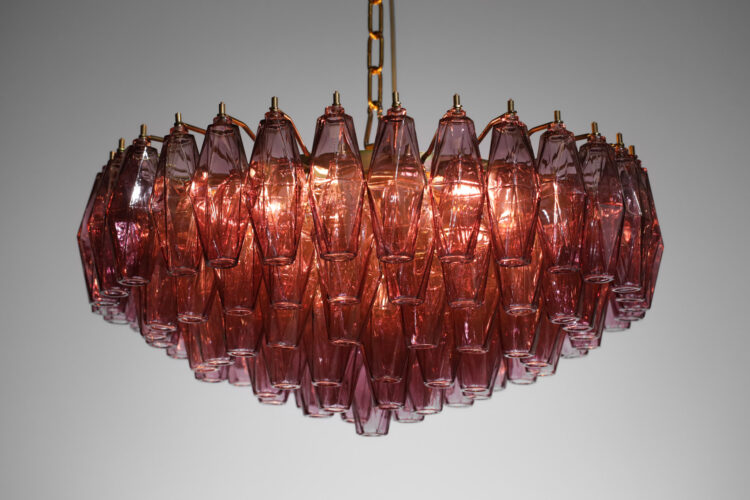 lustre polyèdres moderne 65 cm améthyste murano venini "Romina" - EL140