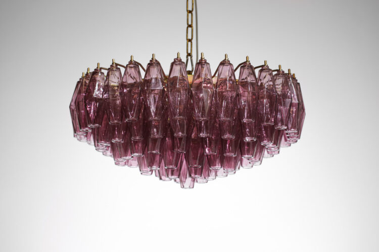 lustre polyèdres moderne 65 cm améthyste murano venini "Romina" - EL140